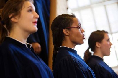 Female vocalists singing in choir